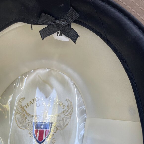 x2 Henschel Leather Fedora Hat Lot of 2 Vtg Brown and Cream Medium Made USA - Picture 8 of 16